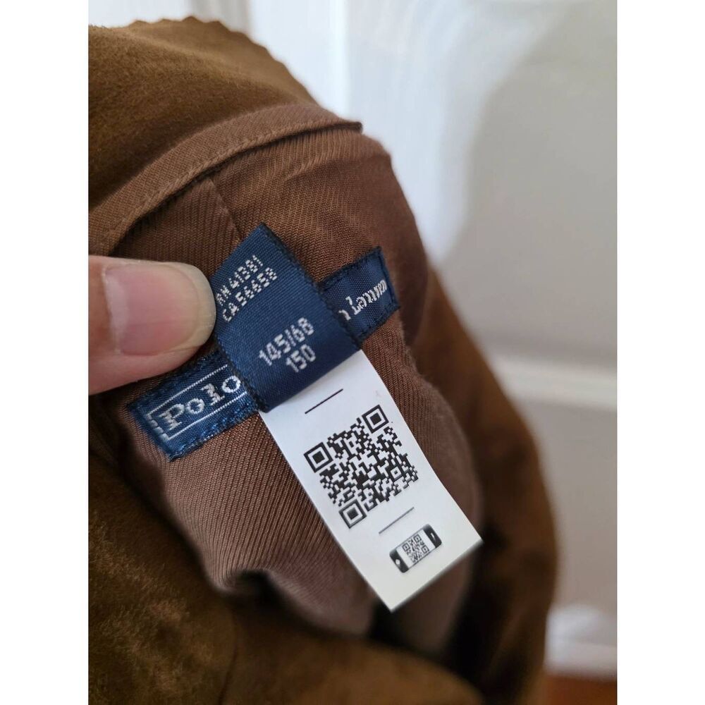 Vintage Polo Ralph Lauren Kids Size 10 Brown Lamb Suede Jacket Made in Italy - Picture 12 of 12
